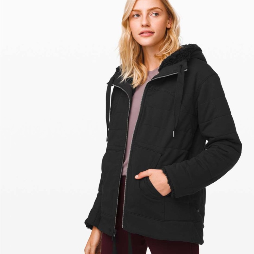 Lululemon Warmth Restore Sherpa Full Zip Black / Black MSRP$188 small reversible